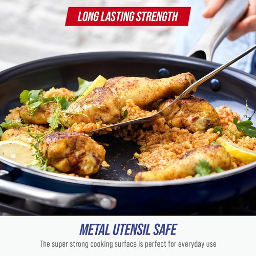 Blue Diamond | 14" Nonstick Ceramic Frying Pan - PFAS-Free Jumbo Cooker with Helper Handle, Dishwasher & Oven Safe