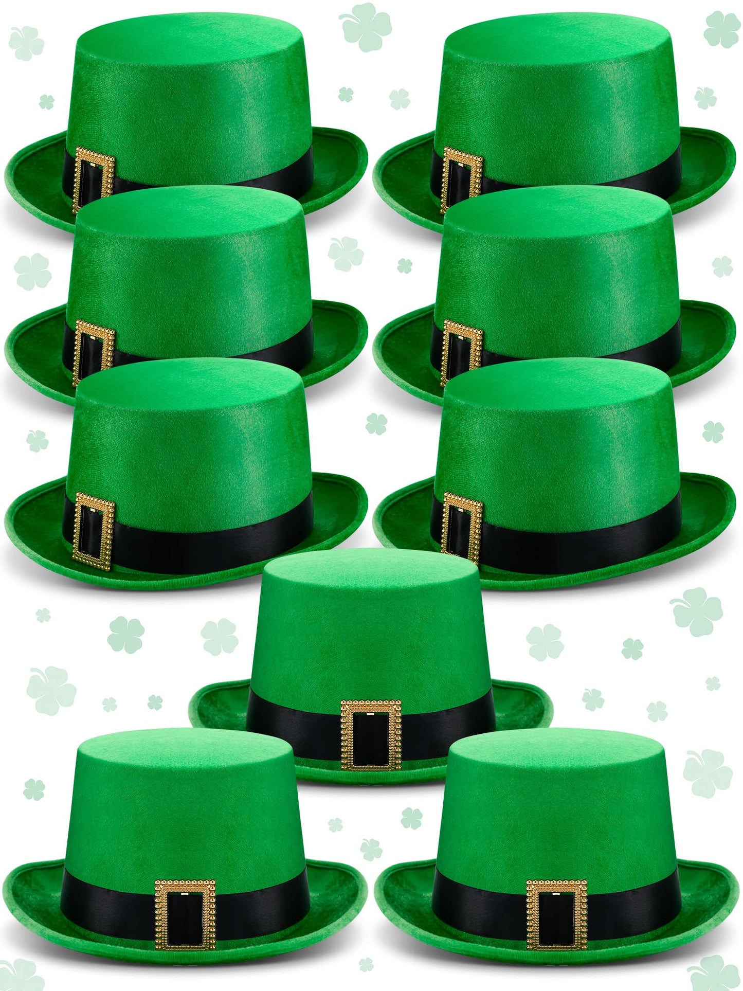 Cozypower St. Patrick's Day Top Hat Leprechaun Green Irish Velvet Top Hat for Adult St. Patrick Leprechaun Costume Favor(12 Pcs)