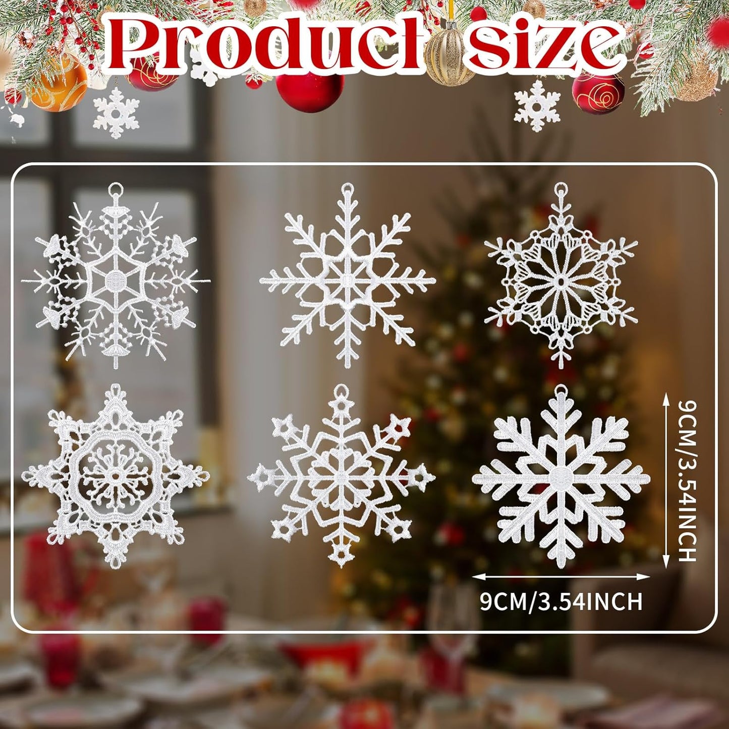 Lunmon Crochet Snowflake Ornaments - 48 Pcs Winter Hanging Decor for Christmas Tree & Holiday Parties | 6 Unique Styles