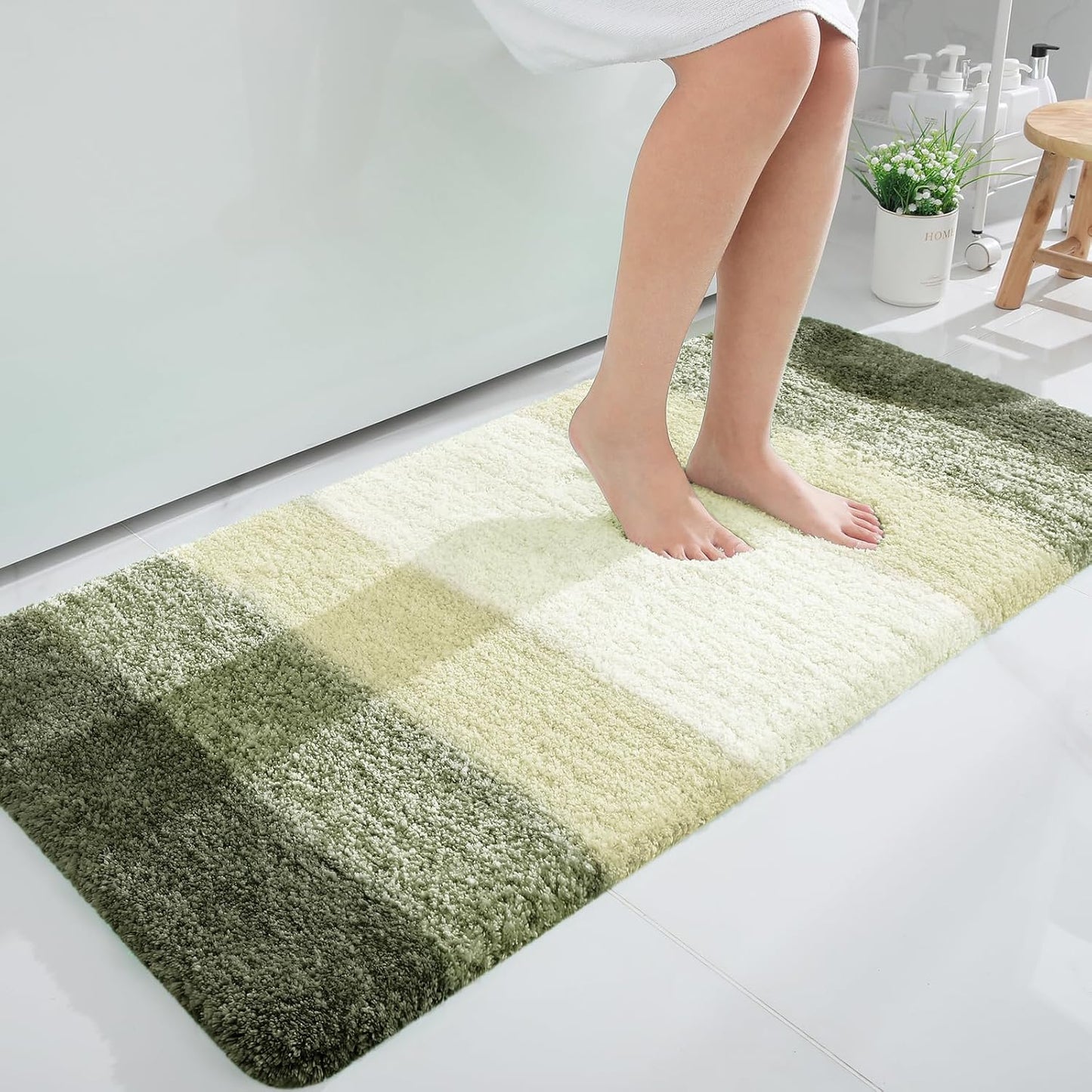 OLANLY Large Bathroom Rugs - Extra Soft Microfiber Mat 50x30 | Quick Dry, Washable, Dark Green