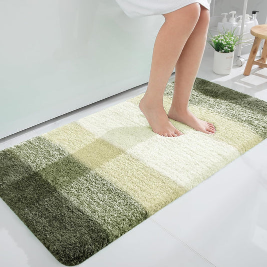 OLANLY Large Bathroom Rugs - Extra Soft Microfiber Mat 50x30 | Quick Dry, Washable, Dark Green
