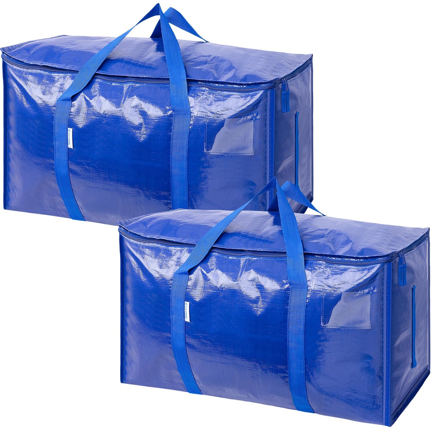 TICONN 2 Pack Extra Large Moving Bags with Zippers & Carrying Handles, Heavy-Duty Storage Tote Moving Boxes for Space Saving (2 PK, 18 Gallon)