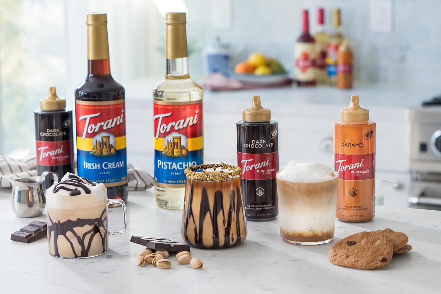 Torani Puremade Dessert & Drink Sauce Variety Pack - Chocolate, Dark Chocolate & Caramel | 16.5 fl oz (Set of 4)