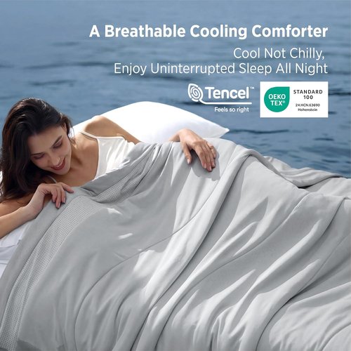 Bedsure Cooling Comforter - Ultra-Soft King Size Blanket for Hot Sleepers | Oeko-TEX Certified, Grey, 102x90 Inches
