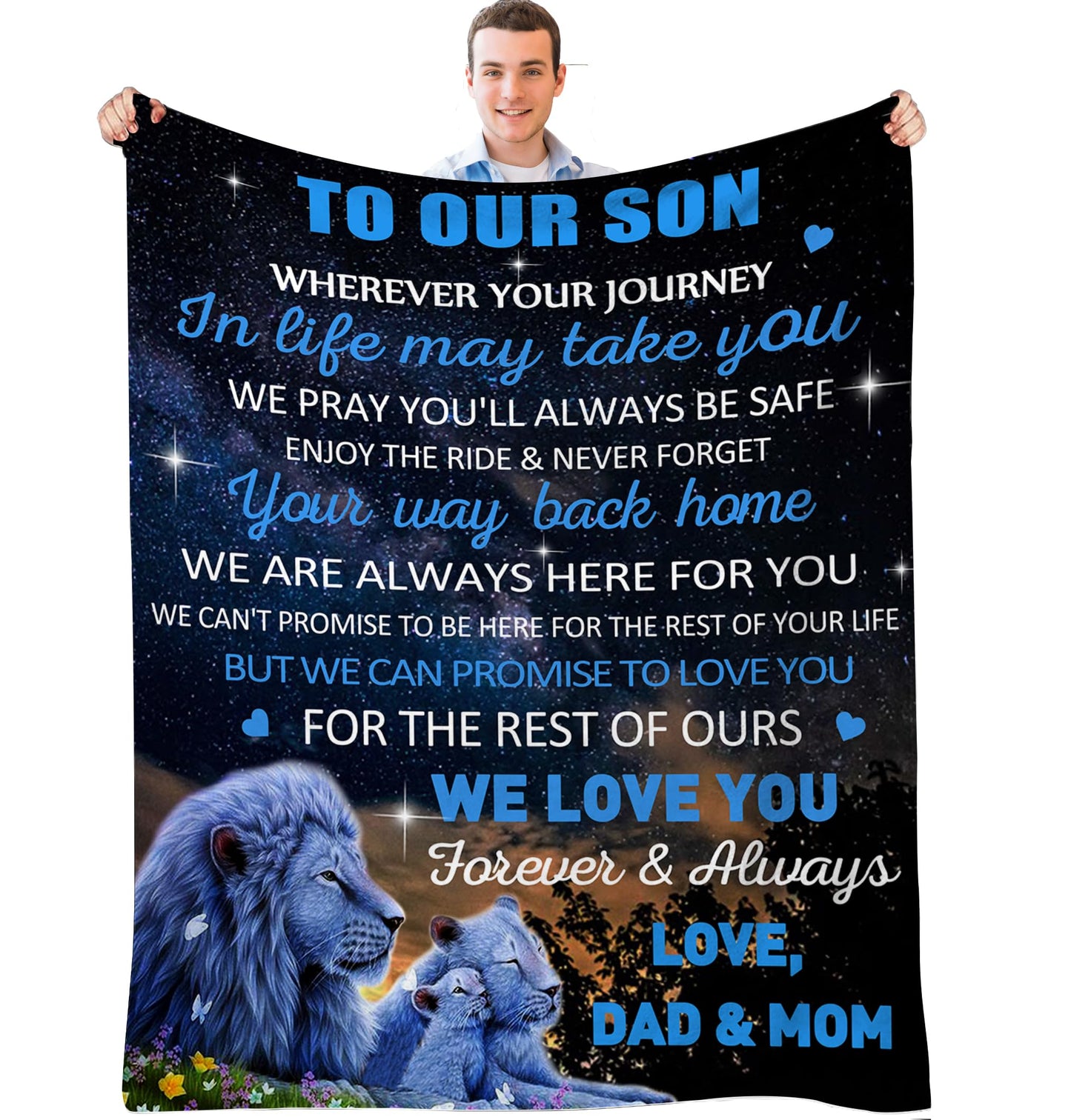 YOYICU Gifts for Son Birthday, Son Gifts from Mom and Dad, to My Son Blanket, Birthday Present for Child Lion Blanket Christmas 50” x 60”