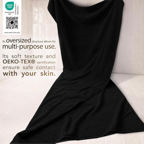Cotton Paradise 100% Cotton 40x80 Oversized Bath Sheet, Extra Large Turkish Bath Towels for Bathroom, Black Bathsheet