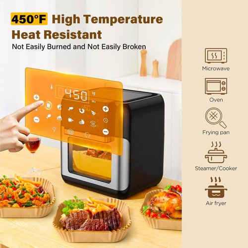 Air Fryer Liners Disposable 150Pcs, 8" Square Parchment Paper Liner for Air Fryer, Baking, Roasting and Microwave, Non-Stick Airfyer Liners Accessories