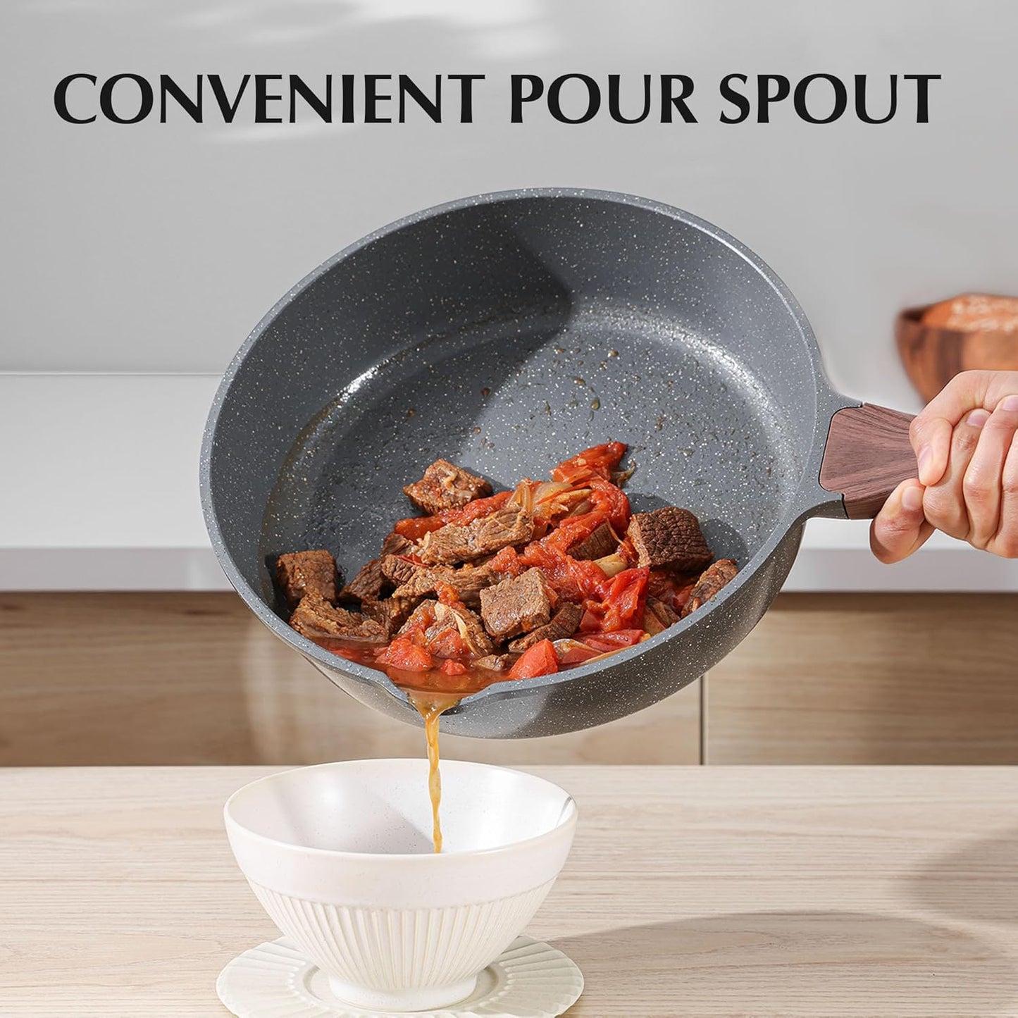 SENSARTE 13-Piece Nonstick Cookware Set - Swiss Granite Coating, Stay-Cool Handles, PFOA Free