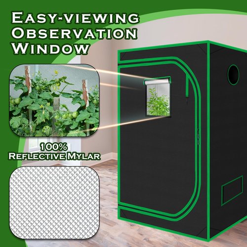 Green Hut 3x3 Grow Tent, 36"x36"x72" Growing Tent with Observation Window and Floor Tray for Hydroponics Indoor Plant Growing 3x3 Grow Room