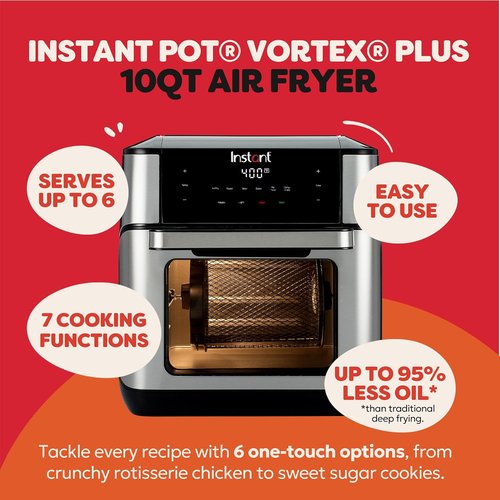 Instant Pot 10QT Air Fryer - 7-in-1 Multi-Function with EvenCrisp Technology & 100+ Recipes