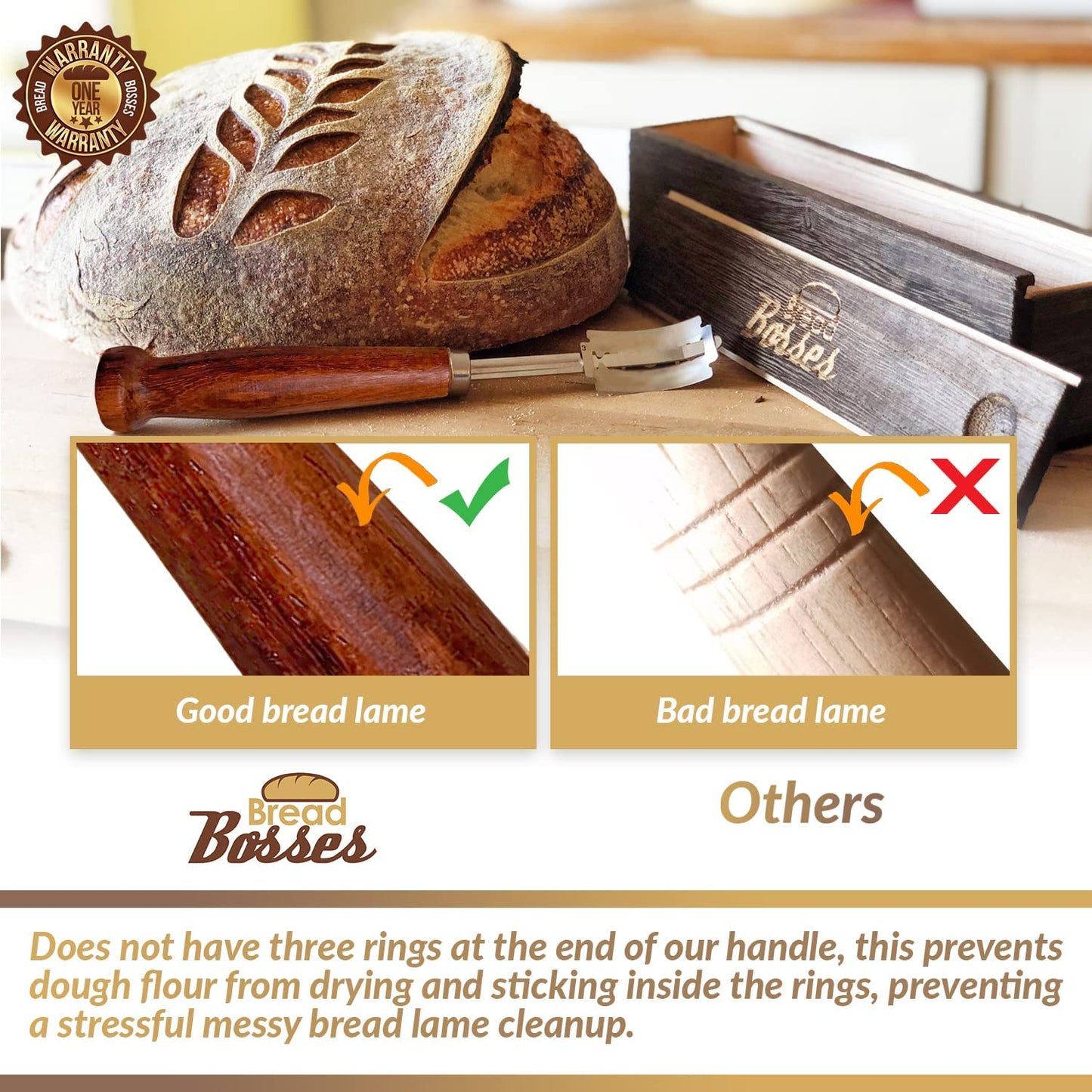 Bread Bosses Bread Bakers Lame Slashing Tool - Dough Making Slasher Tools Baking Sourdough Bread Starter Jar Scoring Knife Razor Cutter Slashing Tool Accessories for Cutting Supplies -Great As A Gift