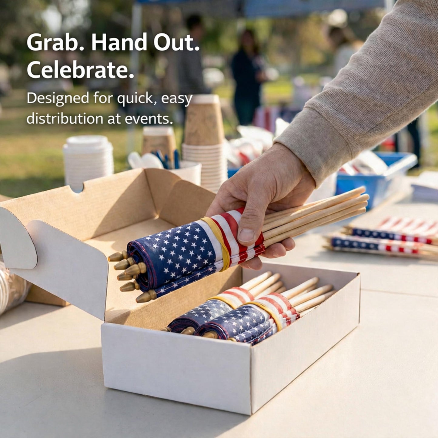 Pack of 100 Mini American Flags - 4x6 Inch Small American Flags on Sticks - Preassembled Handheld USA Flags for Memorial Day, 4th of July Decorations & Patriotic Events