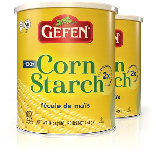 Gefen Corn Starch - 100% Pure Gluten-Free Thickener | 16oz Resealable Lid (2 Pack, Total 2 Lbs)