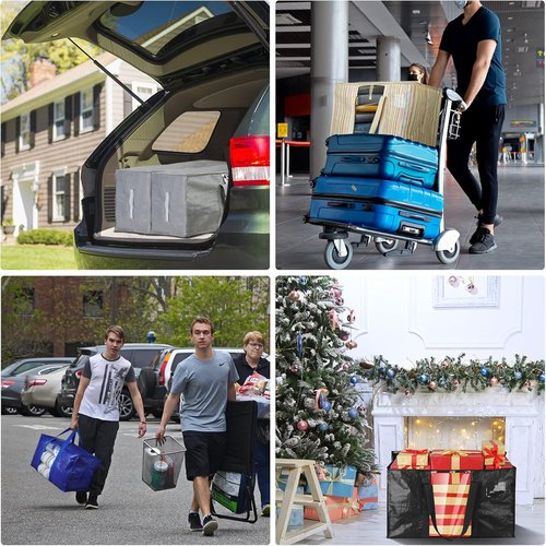 BALEINE 8-Pack Oversized Moving Bags - Heavy-Duty Storage Totes with Reinforced Handles | Blue w/Window