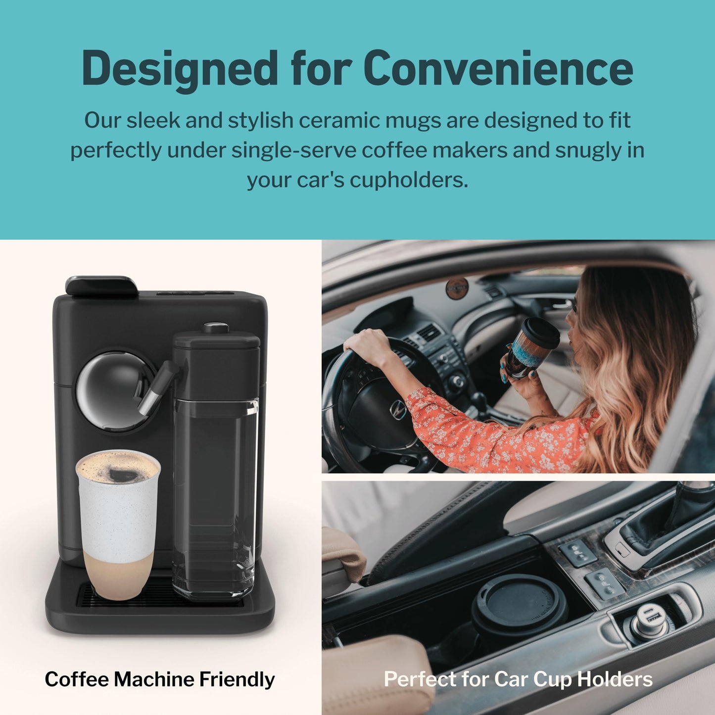NOVA CERAMICS Travel Mug - Coffee Mug Travel – Microwave & Dishwasher Safe Coffee Clay Tumbler - Gifts For Women Men Him Her – 16oz – Dune