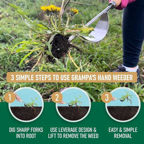 Grampa's Hand Weeder Tool - Lightweight Weed Puller with Unique Lever Design | Easy Root Removal