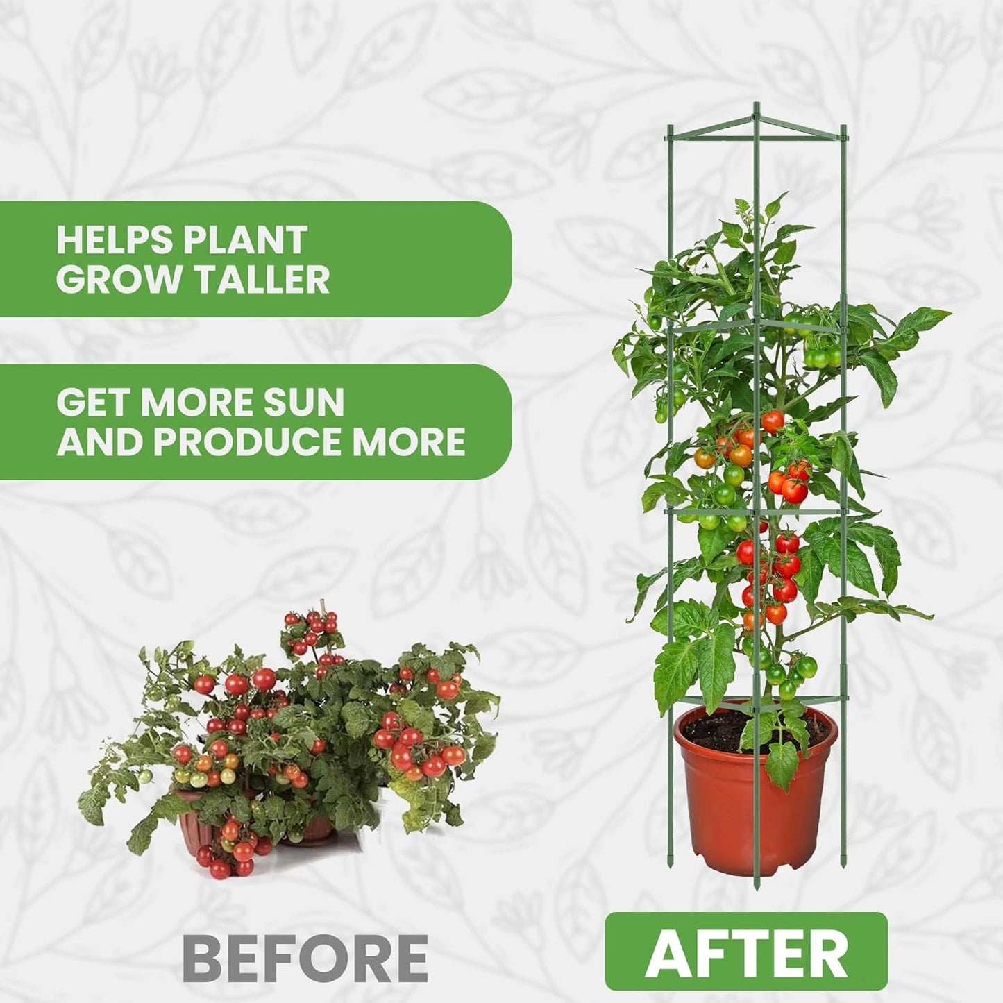 K-Brands Tomato Cage - Extra Tall Plant Support Trellis for Garden & Pots | 3 Pack (Up to 68 Inches)