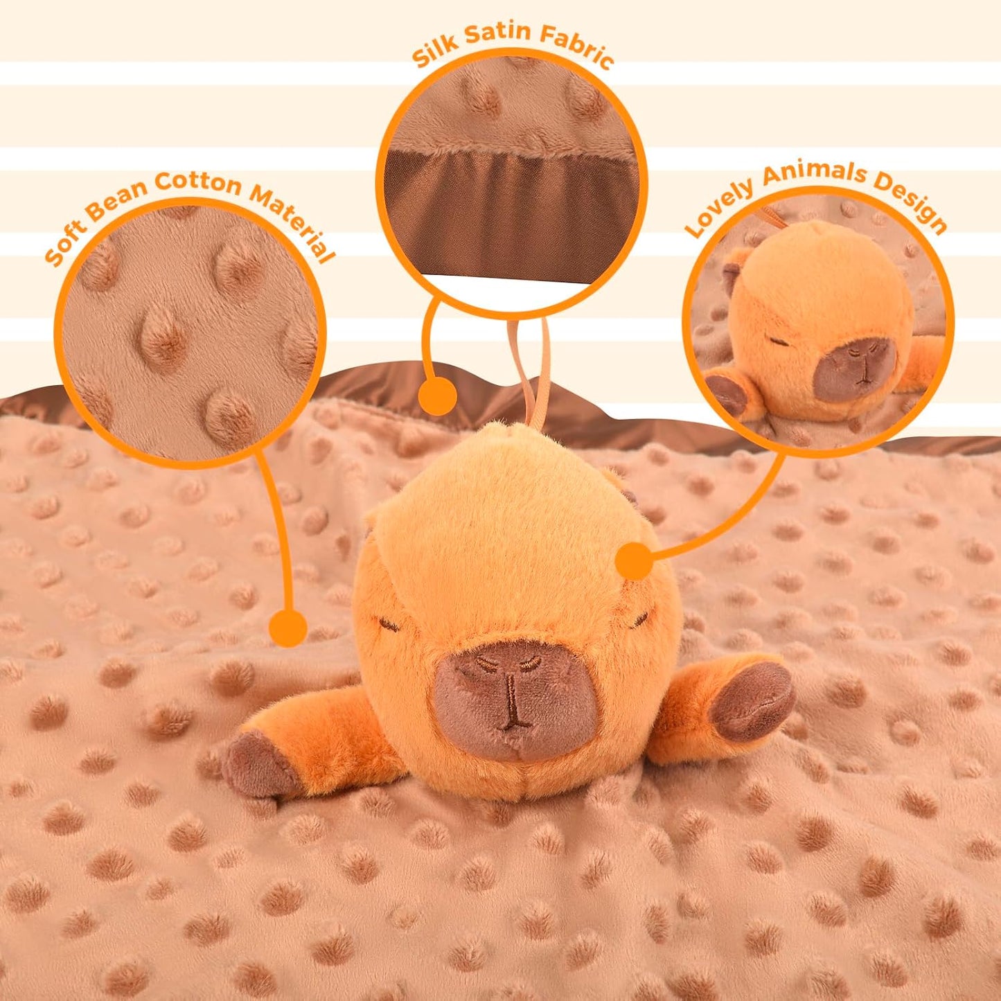 Capybara Baby Security Blanket - Soft Plush Lovey for Newborns | 17"x17" Gender Neutral Gift for Infants