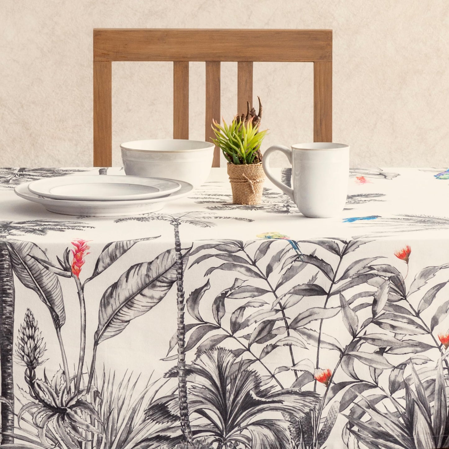 Maison d' Hermine Table Cloth Rectangle Table 100% Cotton 60 x 108 Inches Fall Tablecloth Reusable Everyday Use for Thanksgiving Christmas Decorations Dining Farmhouse Party (Amazonia)
