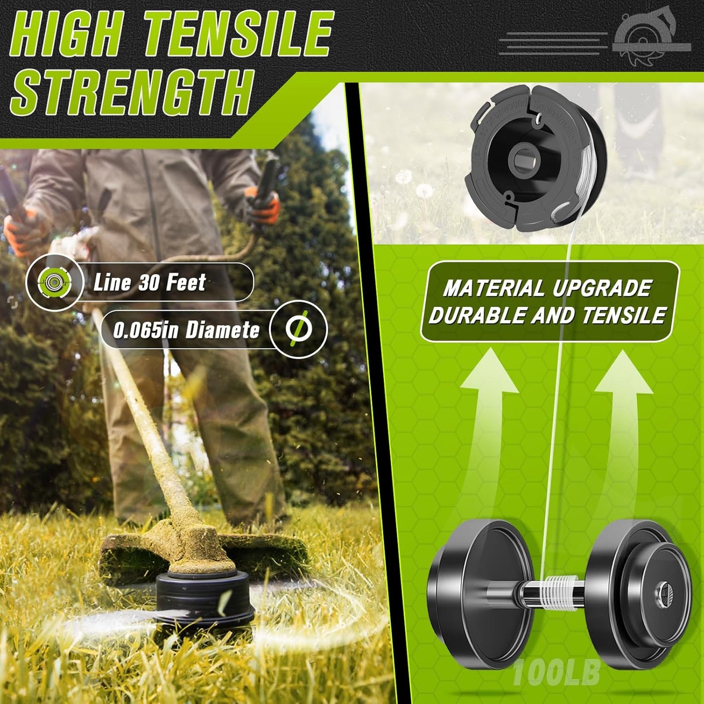 TOPEMAI AF-100 String Trimmer Spool - 30ft 0.065" Replacement Line Refills | 12 + 3 Pack