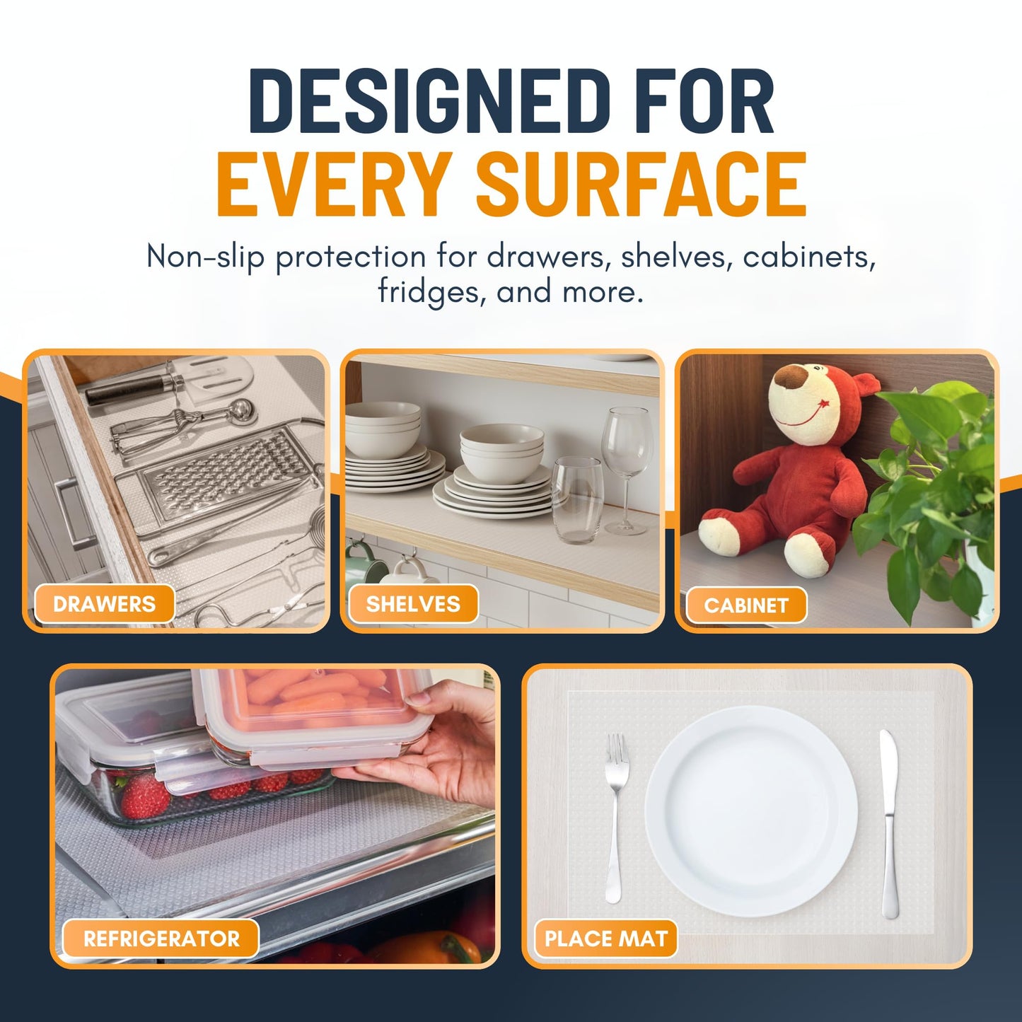 Shelf Liner Drawer Liner for Kitchen Cabinets Non-Adhesive by Linda’s Essentials (12 x 120 Inches) - Non-Slip Easy Clean Kitchen Cabinet and Cupboard Protector, Waterproof Mat, Clear Roll