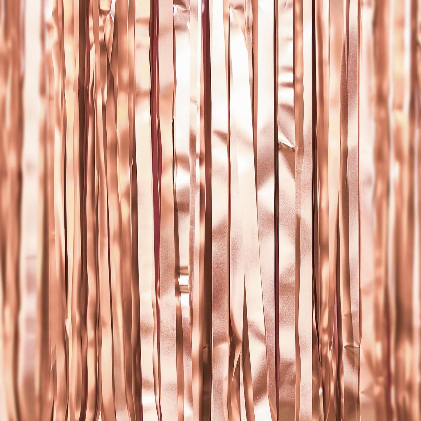 PartyWoo Rose Gold Curtains - 8.2ft Foil Fringe Backdrop for 21st Birthday & Bridal Showers