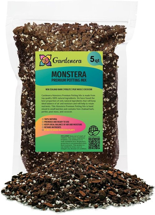Gardenera Premium Monstera Potting Soil - Quick Drain Formula for Monstera Deliciosa - 5 Quart Bag
