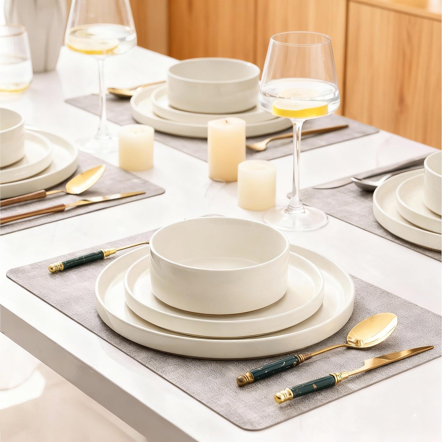 AmorArc Ceramic Dinnerware Set for 4 | Speckled Stoneware Plates and Bowls with unglazed terracotta | Scratch Resistant, Dishwasher & Microwave Safe Modern Dishes Sets- 12-Pcs