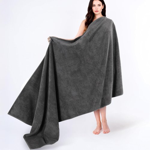 Cotton Paradise 100% Cotton Oversized Bath Sheet - Extra Large Dark Gray Turkish Towel 40x80