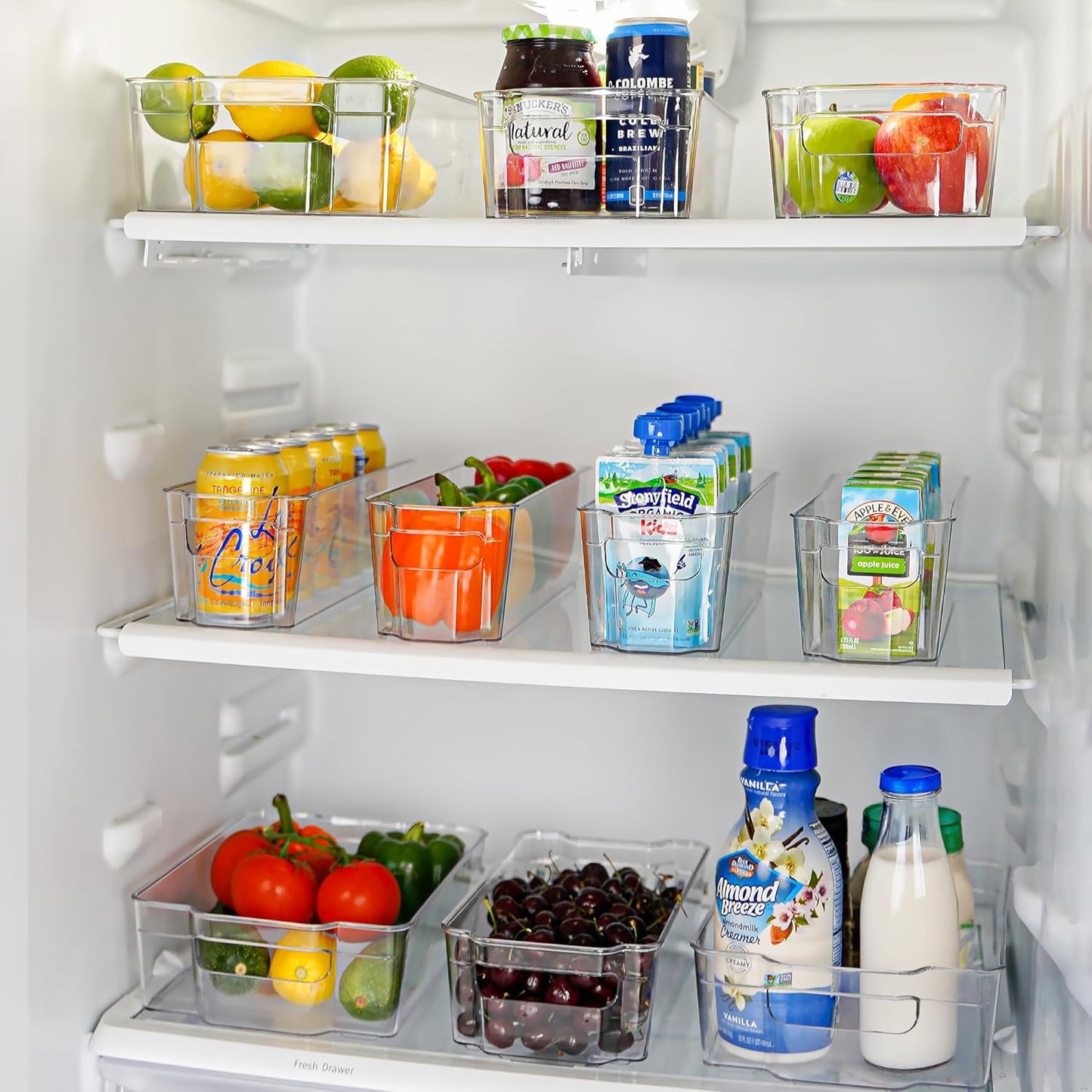 Zulay Kitchen Clear Refrigerator Organizer Bins - Large BPA-Free, Durable Storage Containers (4 Pack)