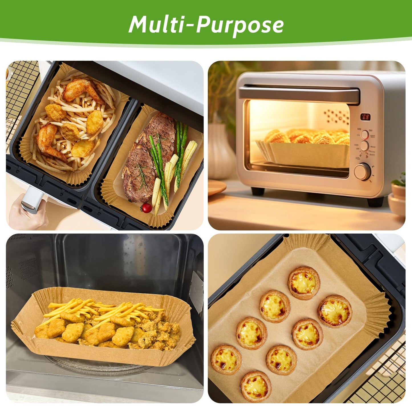 360 Pcs 8.7" x 5.5" Unbleached Heavy Duty Air Fryer Paper Liners Disposable, Non-Stick & Non-Leak Parchment Paper Liners for Airfryer Basket, Deep Fryer Parts & Accessories