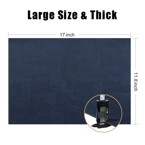 Homaxy Faux Leather Heat Resistant Placemats for Dining Table Set of 6, Waterproof Wipeable Washable PU Table Mats, Easy to Clean Anti-Slip Place Mats, 11.8" x 17", Navy Blue