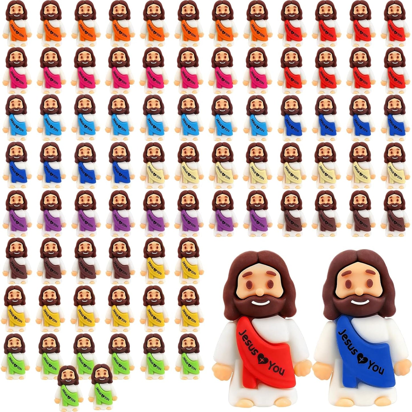 Little Jesus Figures by [Brand Name] - 80pcs Mini Jesus Figurines for Easter Eggs & Baptism Party Favors