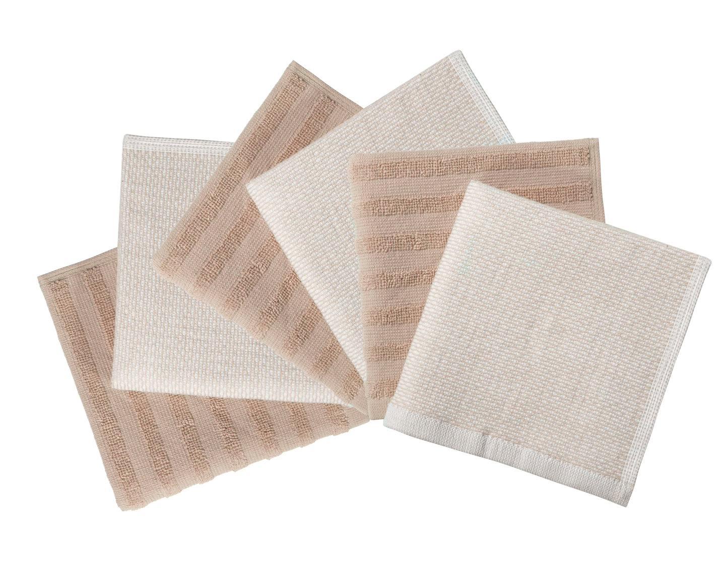 Bumble Premium Dish Cloths 13"x13" (6 Pack) | 100% Natural Ring Spun Cotton | 400 GSM | Highly Absorbent & Soft |Yarn Dyed & Solid Dyed Terry Dish Cloth Set - Tan
