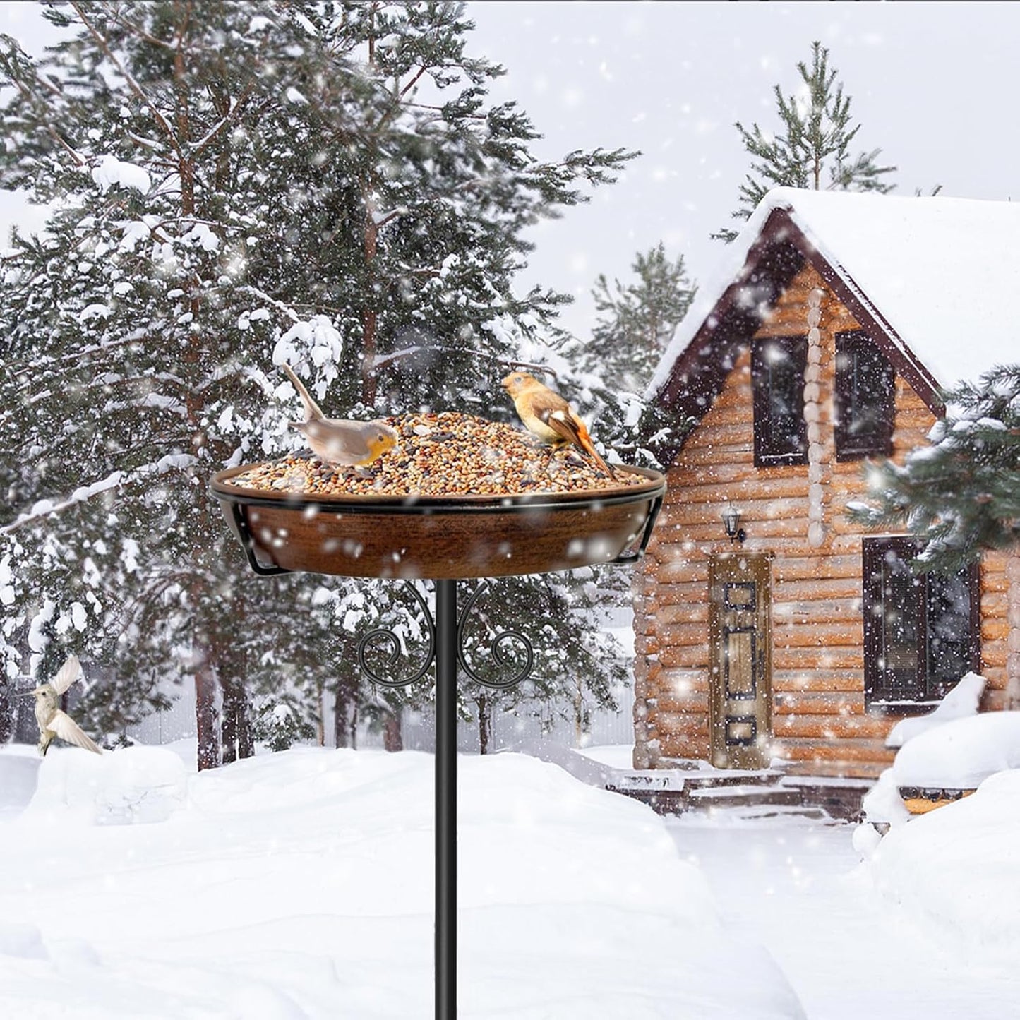 Skiennix 38-Inch Freestanding Bird Bath - Detachable Feeder Bowl with Sturdy Metal Stake | Vintage Bronze Finish