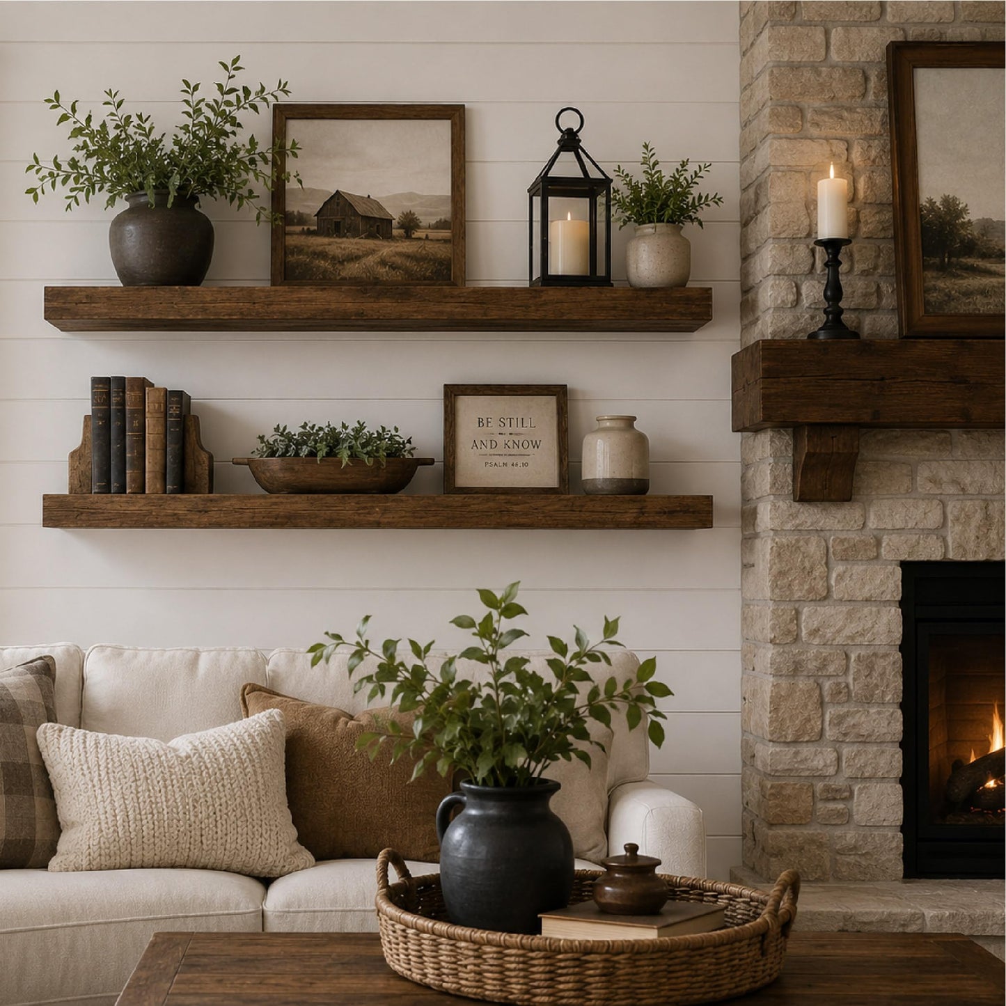 LA GRANGE RANGE® 23.6" Floating Shelves for Wall, 2X Pack, Wall Shelves for Storage & Décor, Perfect for Bathroom, Bedroom, Kitchen, Living Room, Natural Wood Finish with Hidden Bracket - Toasty Brown