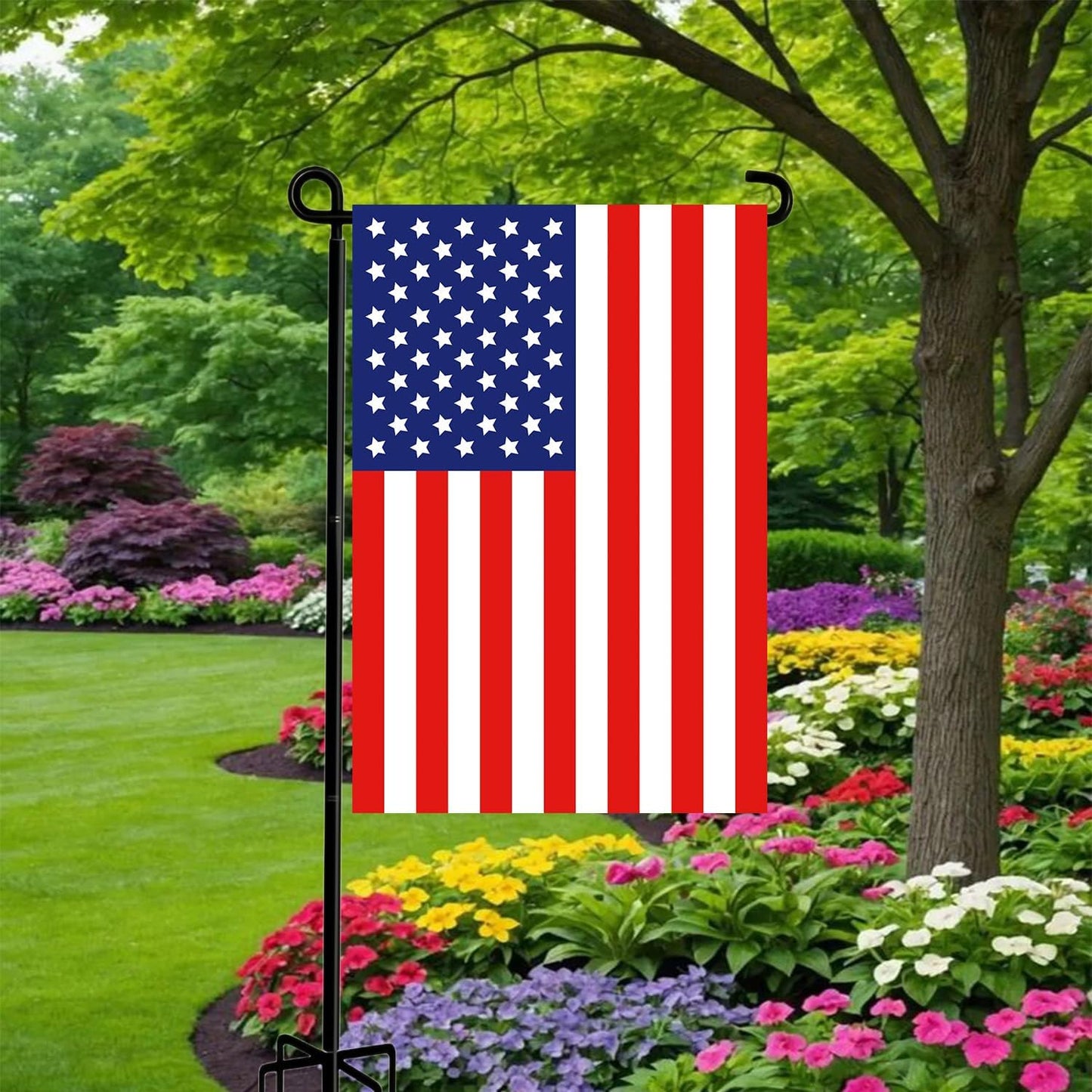 Skiennix Garden Flag Stand | 39-Inch Holder with 5-Prong Base & Anti-Wind Clip for 12x18 Flags