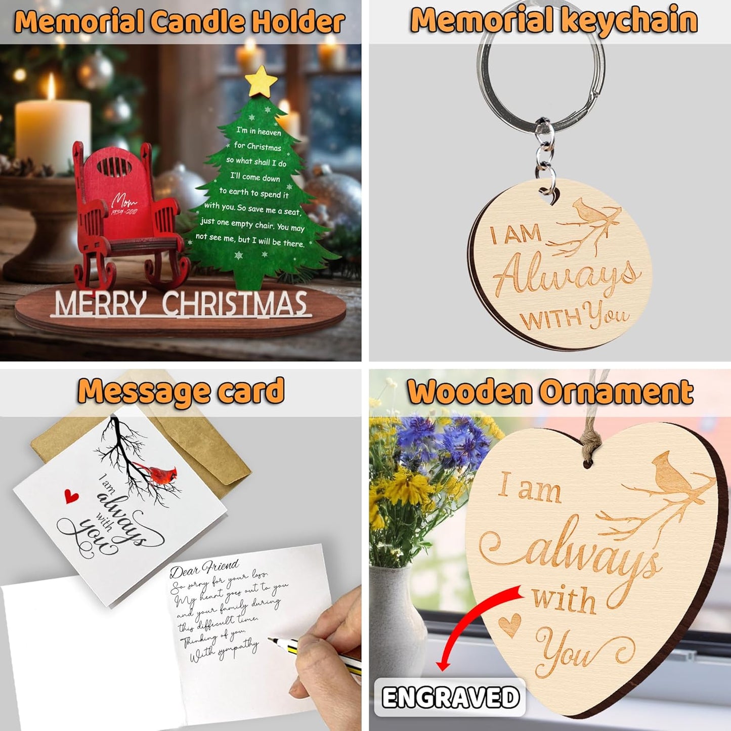 Memory Christmas in Heaven Wooden Candle Holder - Memorial Ornament & Sympathy Gift for Loss