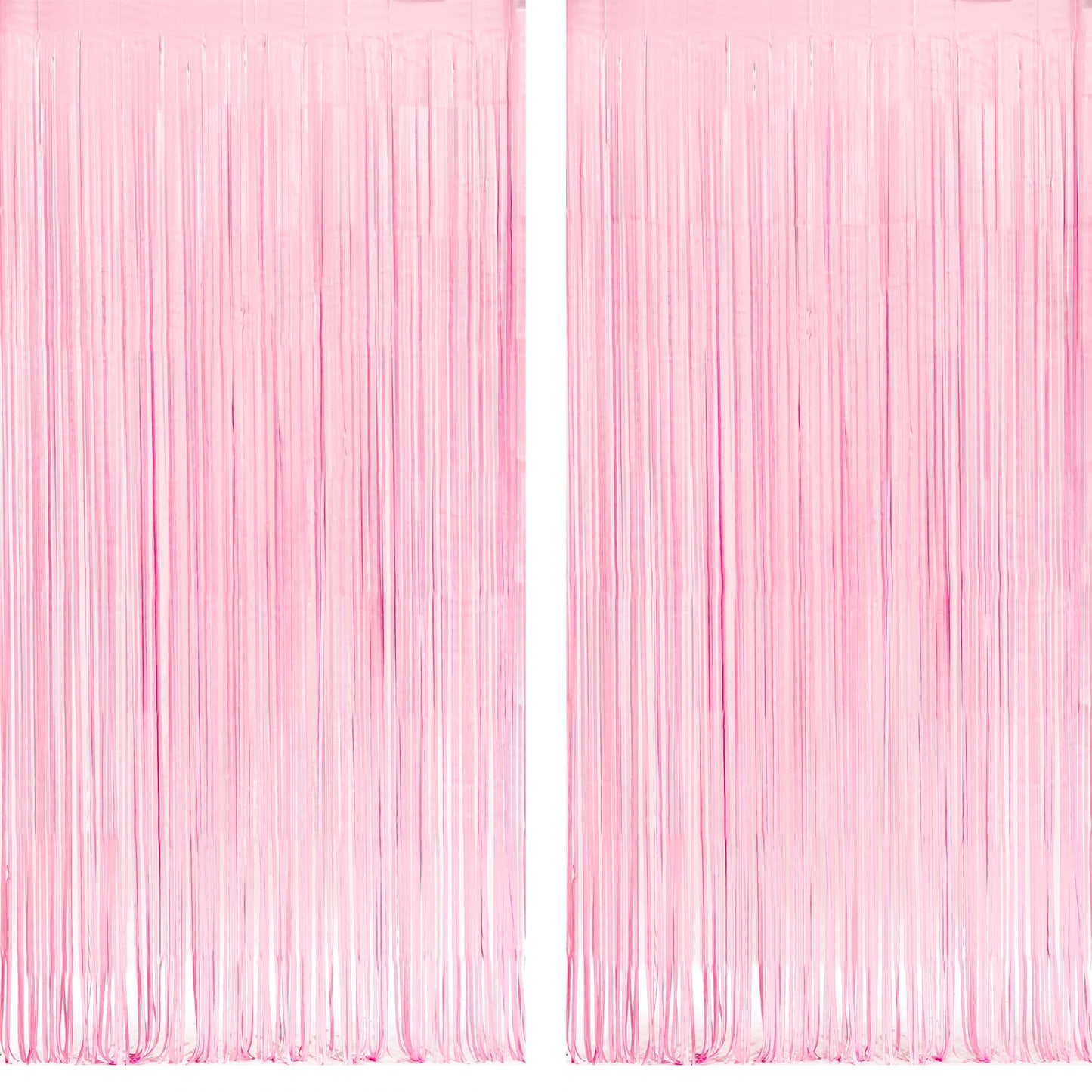 Pastel Pink Party Backdrop Decoration - GREATRIL Baby Pink Foil Fringe Streamers for Baby/Boo Day/Valentines/Cowgirl/Sweet/Cloud/Unicorn/Princess/Bow Themed - 3.2ft X 8.2ft - 2 Packs