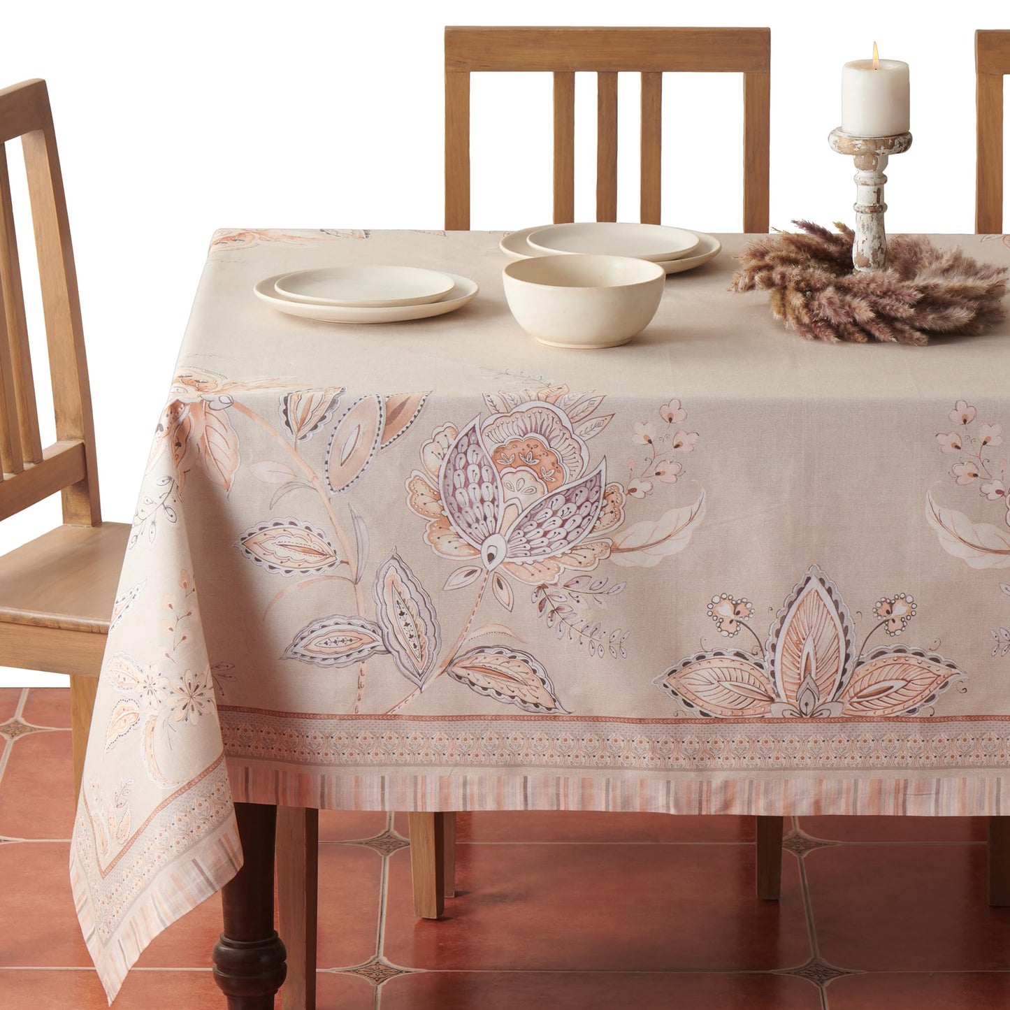 Maison d' Hermine Premium Table Cloth Square Table 100% Combed Cotton 70 x 70 Inches Tablecloth Reusable Decorative for Dining Room, Farmhouse, Home, Party, Festive & Wedding - Society Florals