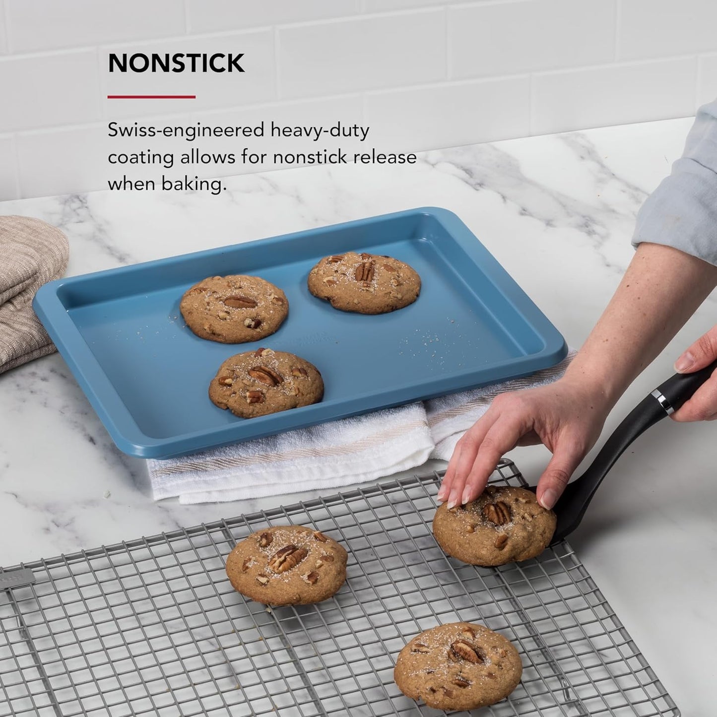 KitchenAid Nonstick Aluminized Steel Baking Sheet - 9x13in | Stylish Blue Velvet Finish