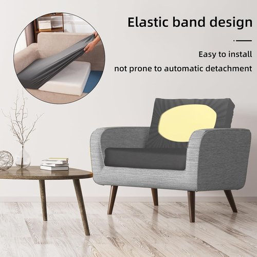 BIETYONE Stretch Patio Cushion Covers - 8Pcs Outdoor Couch Slipcovers | Washable Gray Furniture Protector