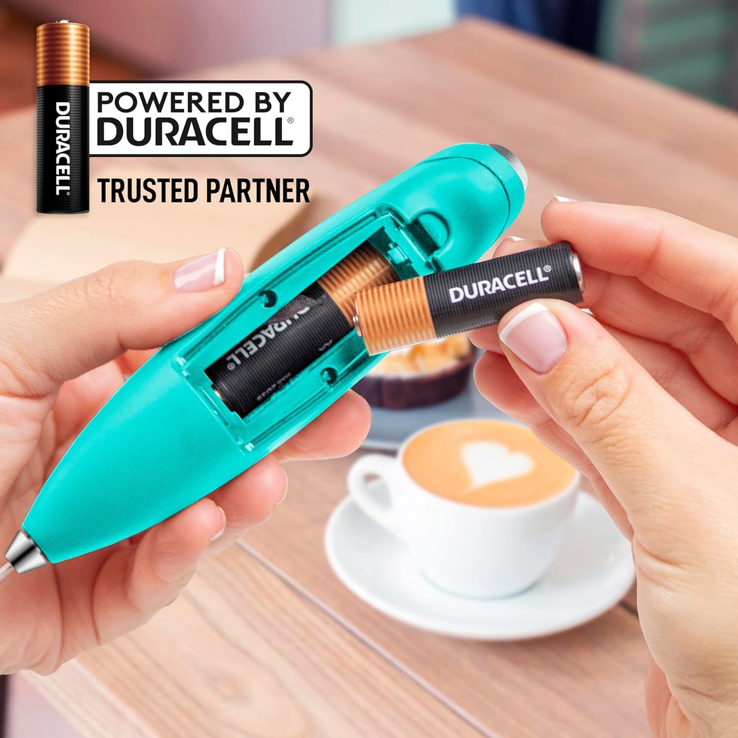Zulay Kitchen Milk Frother Wand - Ultra-Fast Handheld Electric Whisk for Coffee & Lattes - Aqua