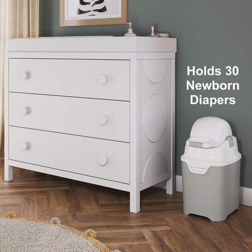 Foundations Mini Diaper Pail - Airtight, Odorless Disposal for Up to 30 Newborn Diapers | Gray