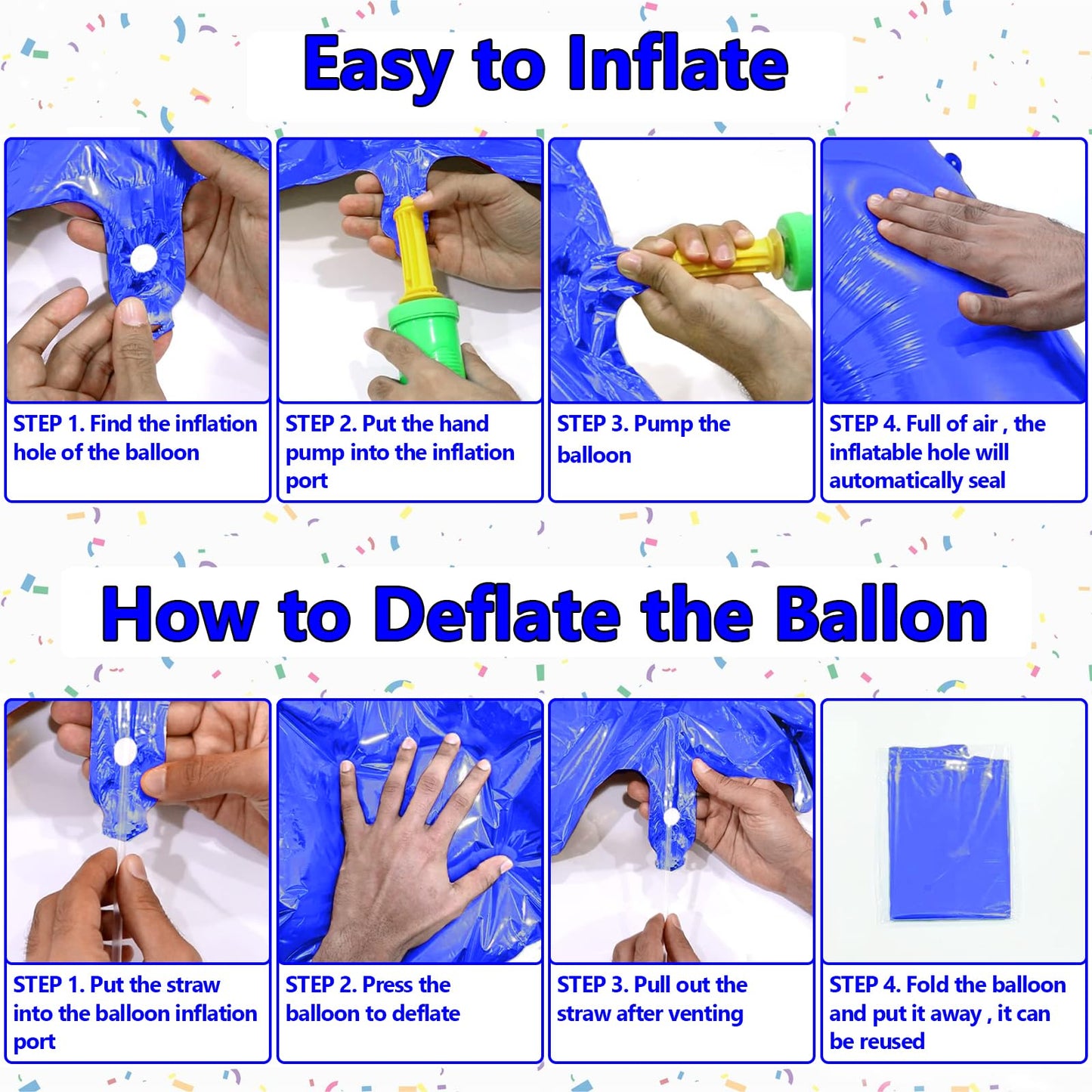 Number Balloons Navy Blue Balloons - Giant Number 10 Balloon, 10 20 30 40 50 Numbers Balloon Birthday Decorations, Blue Party Supplies for Boy Men