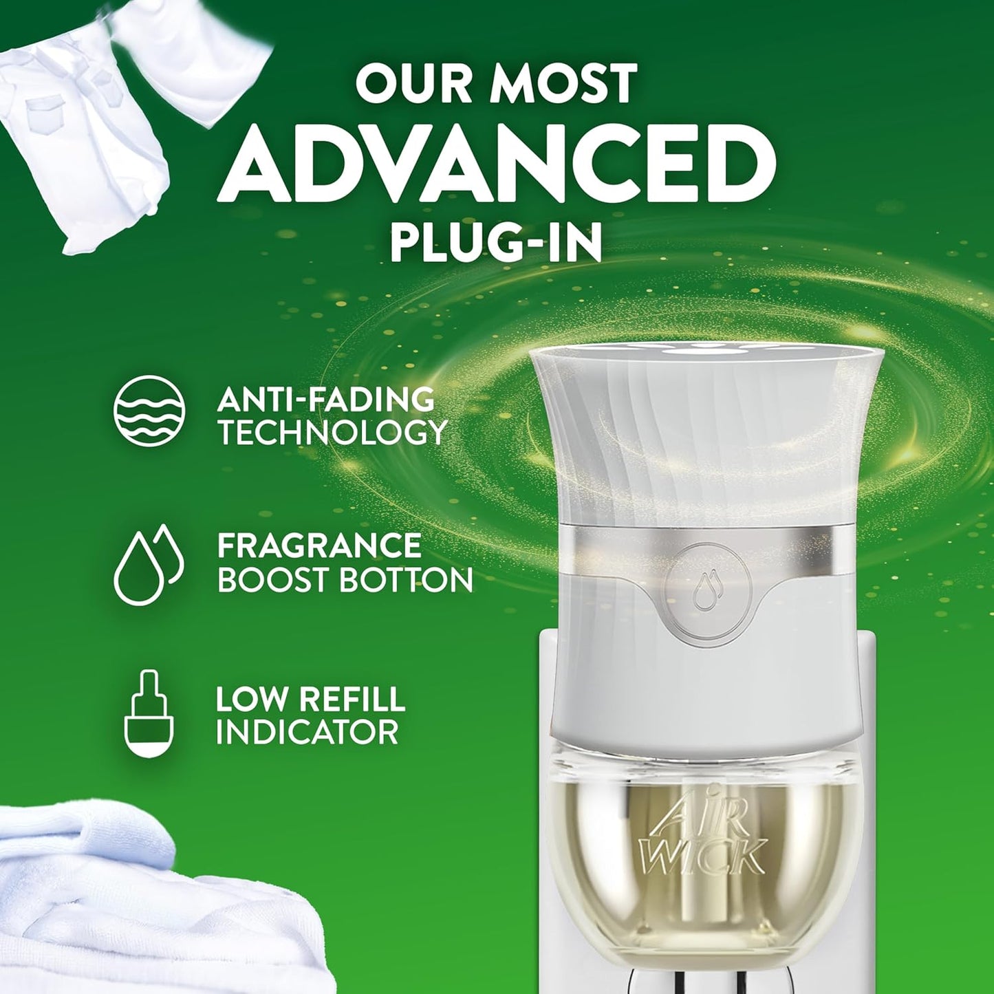 Air Wick Plug-In Scented Oil Refill - Fresh Linen Air Freshener | Eco-Friendly 10ct Pack