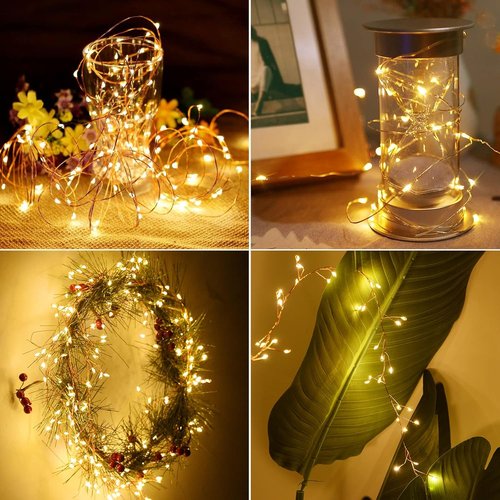 Dailyart 200 LED Fairy Lights - Warm Twinkle String Lights with Remote & Timer | 10Ft Gold Wire for Bedroom & Party Decor