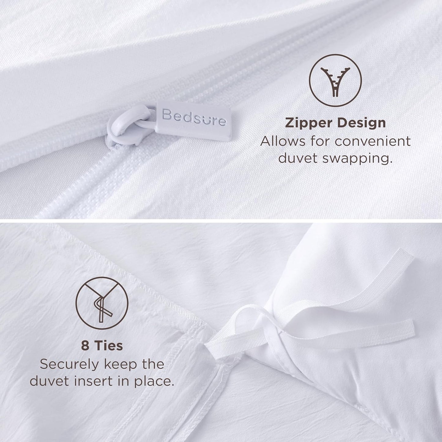 Bedsure Oversized King Duvet Cover Set - Extra Soft Prewashed Cotton-Like Polyester, 120''x98'' with Zipper Closure & 2 Pillow Shams