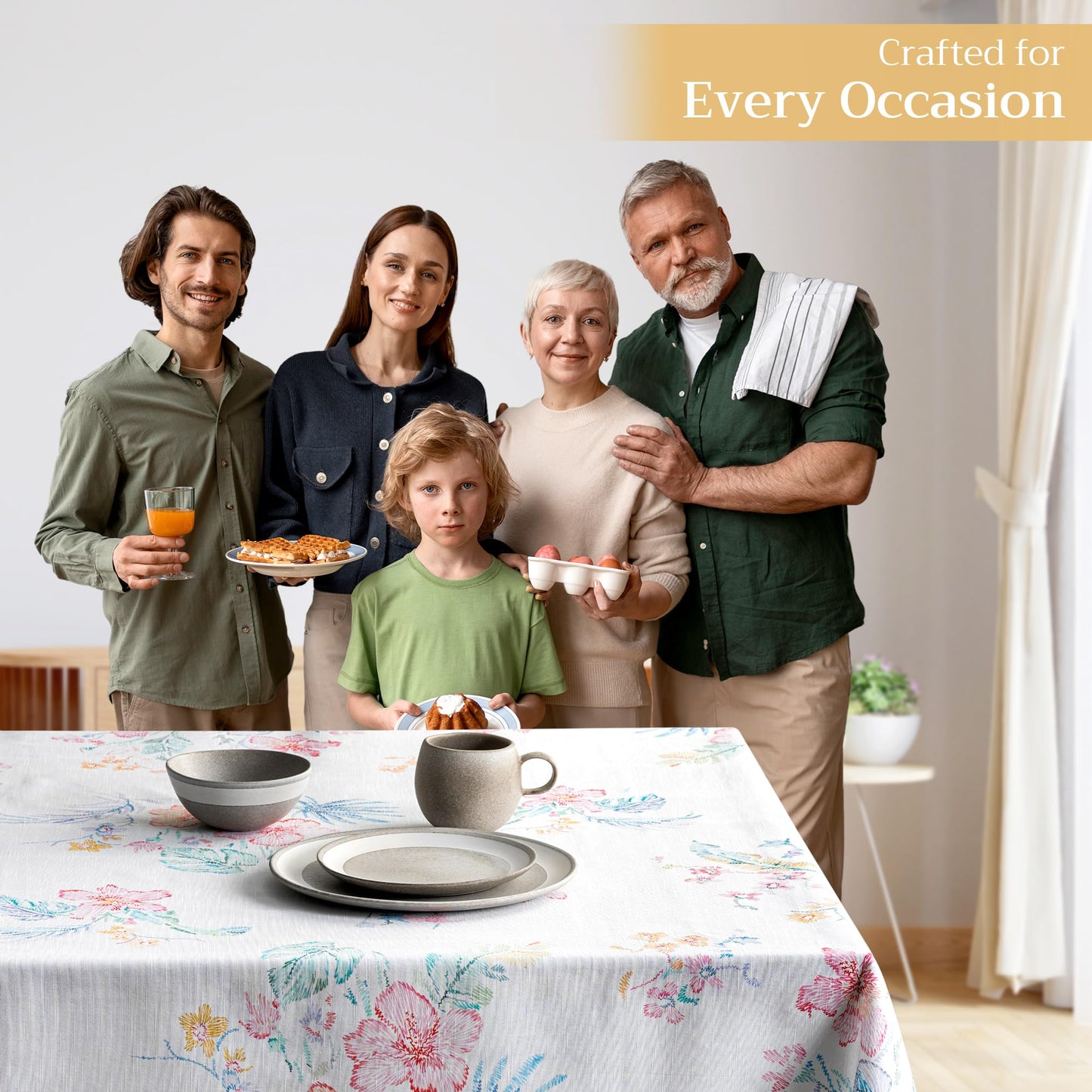 Maison d' Hermine Table Cloth Rectangle Table 100% Cotton 70 x 90 Inches Tablecloth Reusable Decorative for Dining Kitchen Room Farmhouse Home Gifts for Mothers Day Spring Summer - Paradise Island