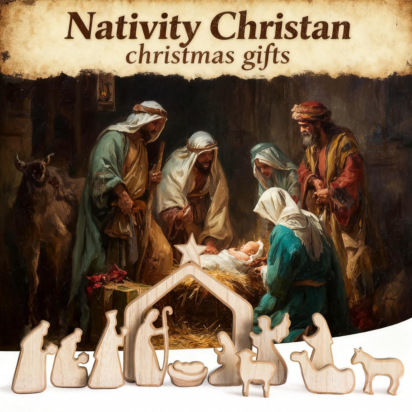 NEROSUN Empty Tomb Easter Scene and Cross Decoration, Ceramic Resurrection Scene Cross Jesus Tomb Decor, Christmas Decoration Jesus Nativity Scene for Religious Home Office Tabletop Christian Gifts